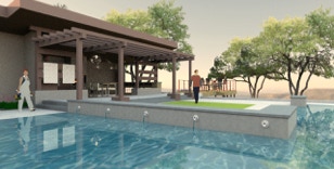 Pool and pool house rendering